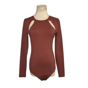 Abercrombie & Fitch Brown Long Sleeves Seamless Cutout Bodysuit size Small